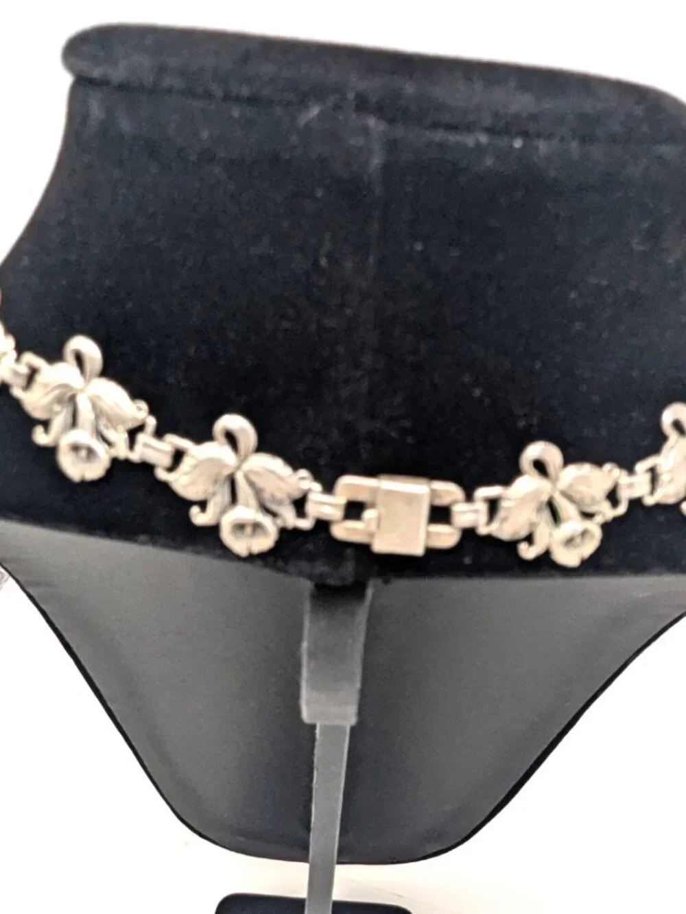 VTG 1940s Guglielmo Cini Sterling Silver Necklace Cattleya Orchids 15